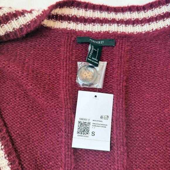 Maroon Cable‑Knit Varsity Cardigan – Size S (Oversized Fit) NWT - Picture 3 of 7